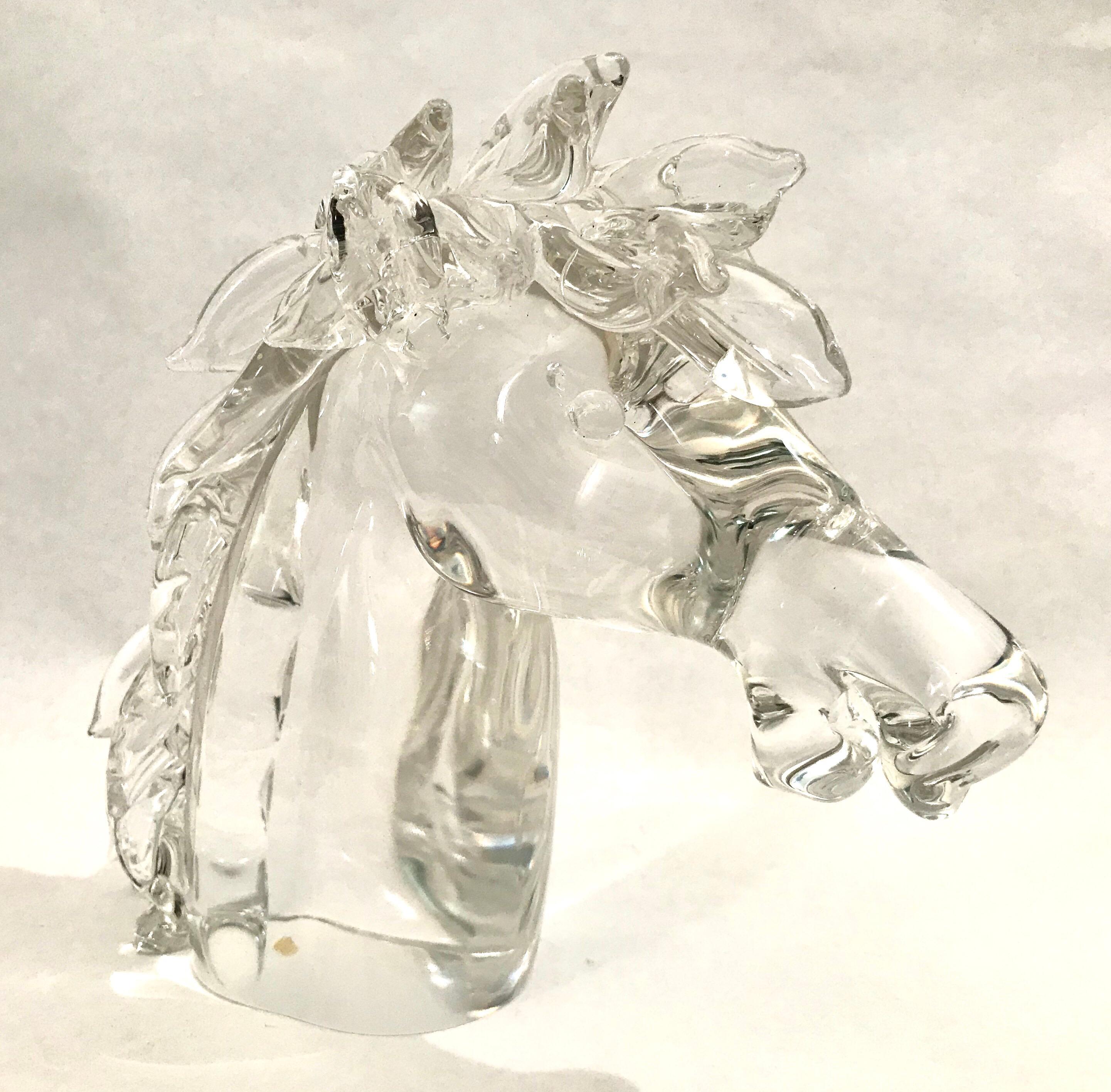 Late 20th Century Archimede Seguso Murano Art Glass Horse For Sale