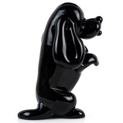 Archimede Seguso Murano Black Italian Art Glass Puppy Dog Figurine Sculpture