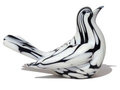 Archimede Seguso Murano Black White Italian Art Glass Dove Bird Figure Sculpture