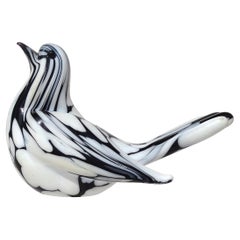 Vintage Archimede Seguso Murano Black White Italian Art Glass Dove Bird Figure Sculpture
