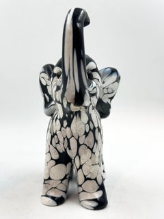 Archimede Seguso Murano Black White Italy Art Glass Sculpture Elephant Figurine