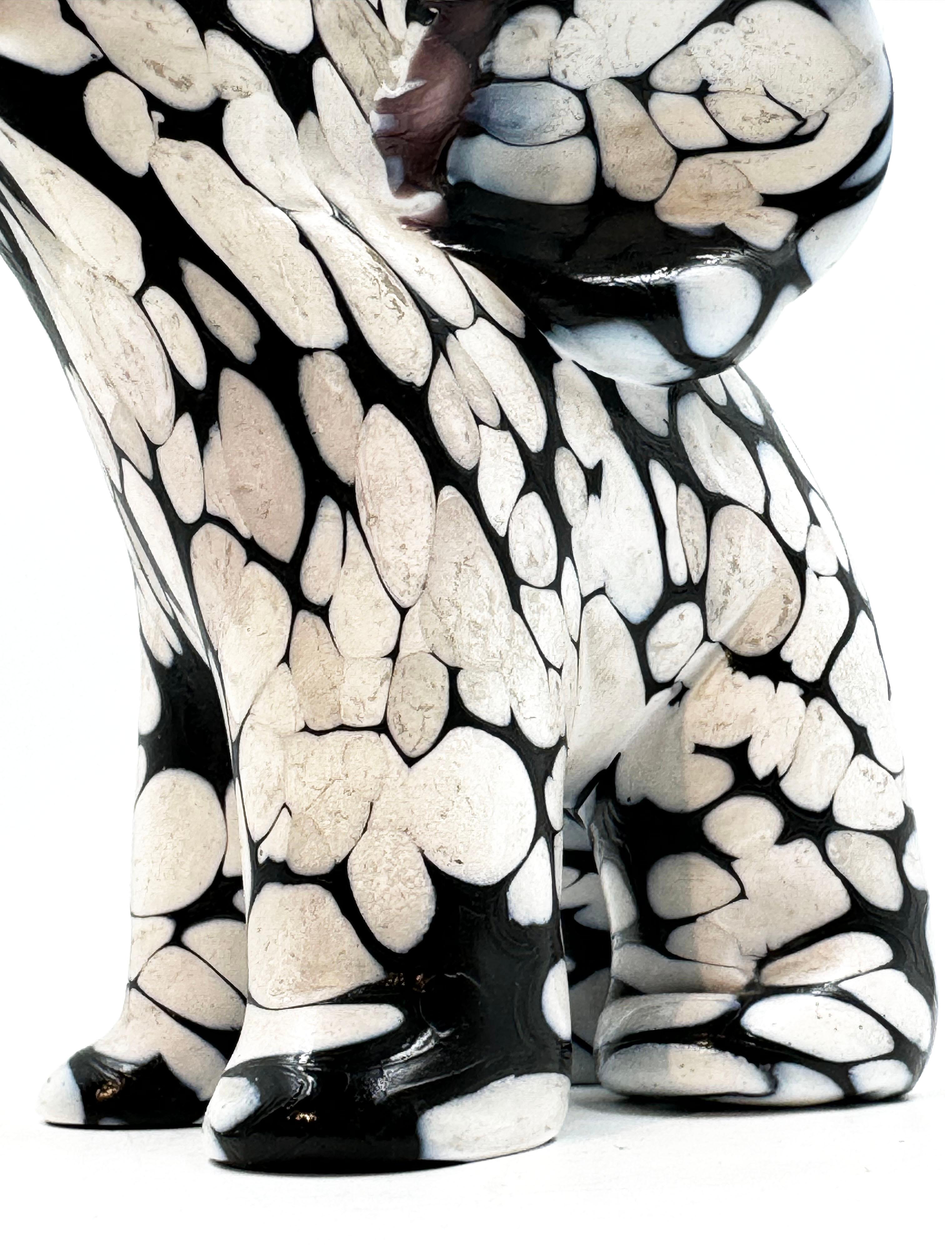 Archimede Seguso Murano Black White Italy Art Glass Sculpture Elephant Figurine For Sale 2