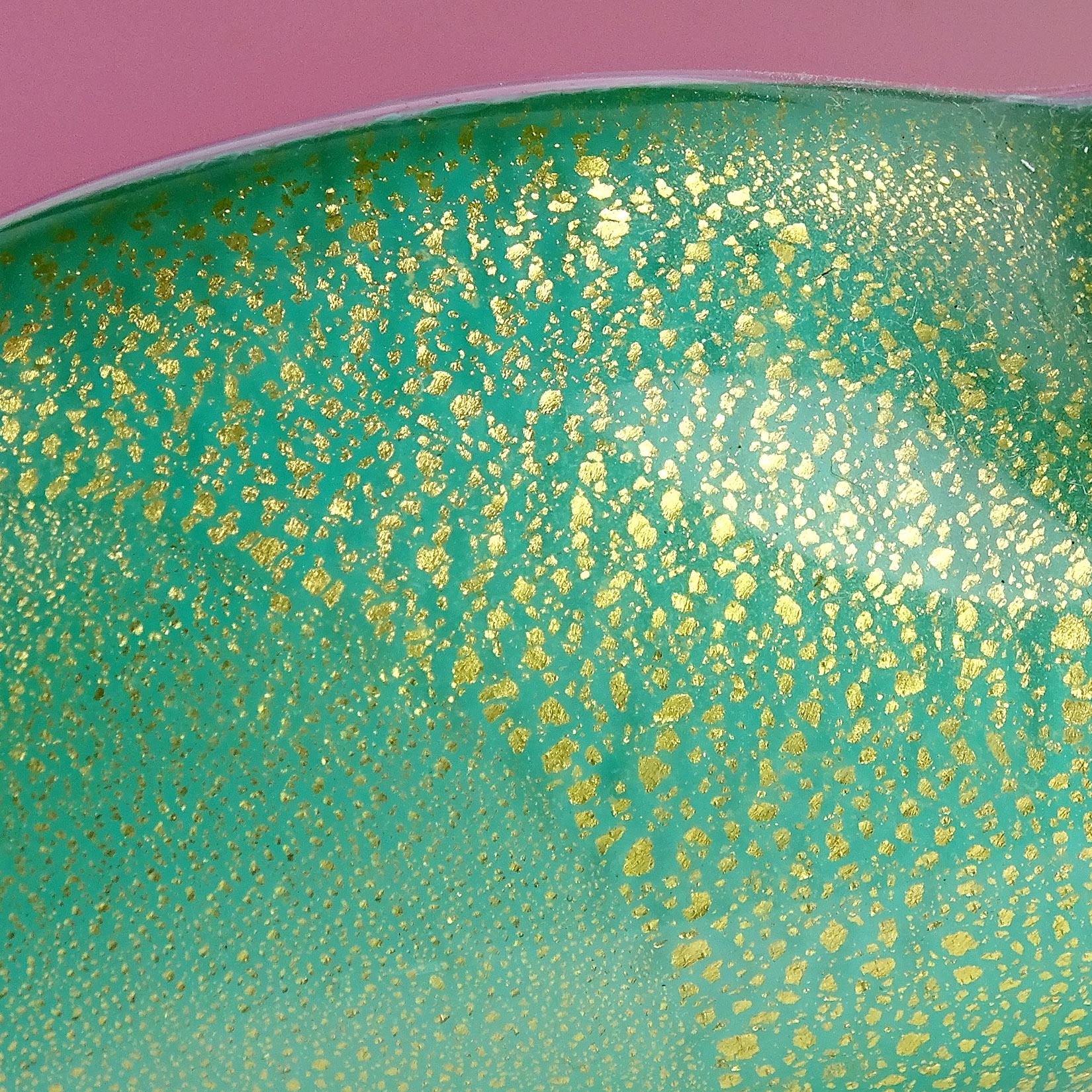 Archimede Seguso Murano Blue Green Pink Gold Flecks Italian Art Glass Bowls im Zustand „Gut“ in Kissimmee, FL