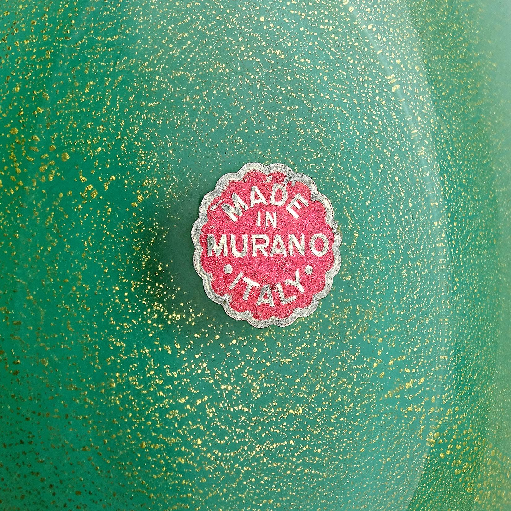 Archimede Seguso Murano Blue Green Pink Gold Flecks Italian Art Glass Bowls (Glaskunst)