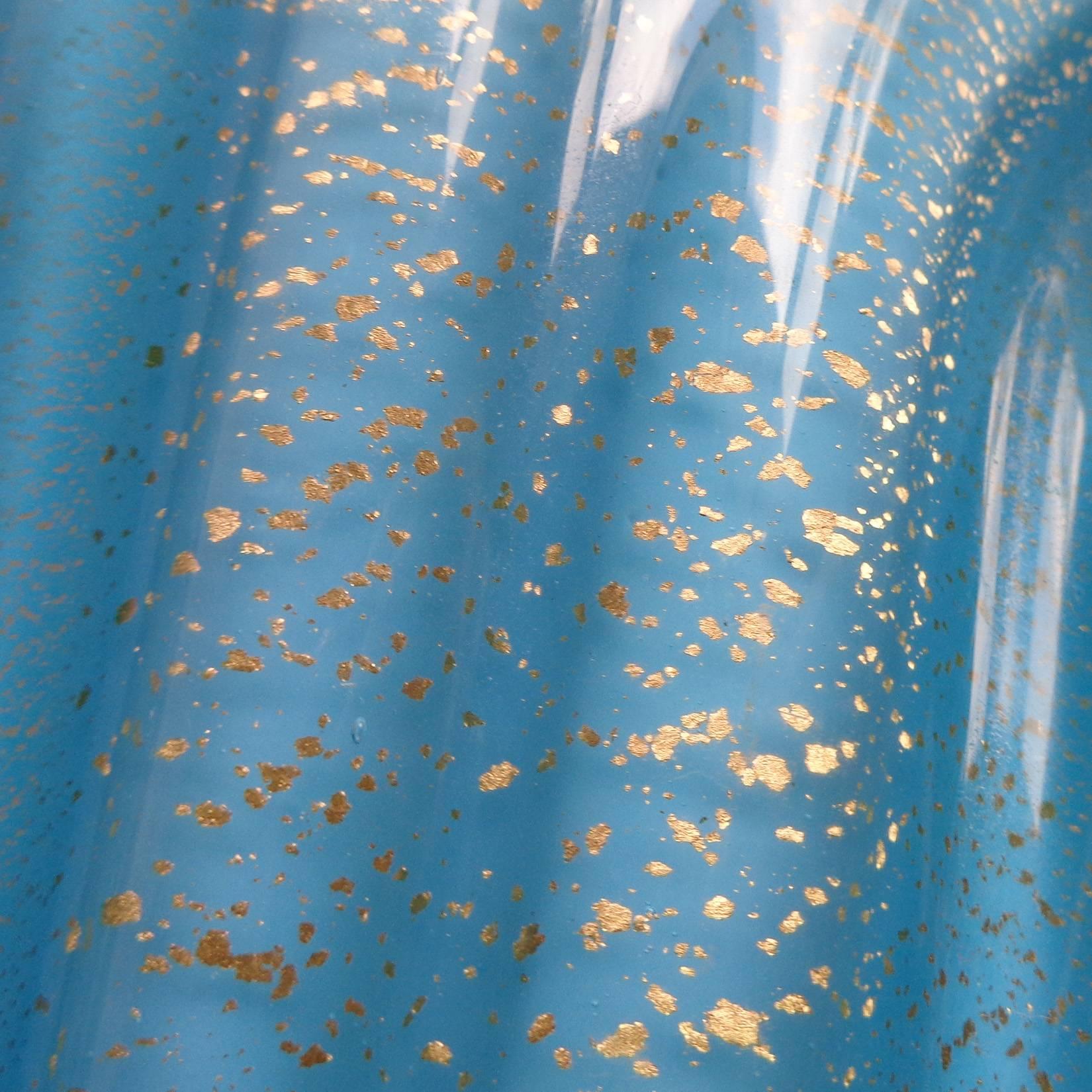 Archimede Seguso Murano Blau Opal Gold Flecken Italienische Kunst Glas Blumenvase im Zustand „Gut“ im Angebot in Kissimmee, FL
