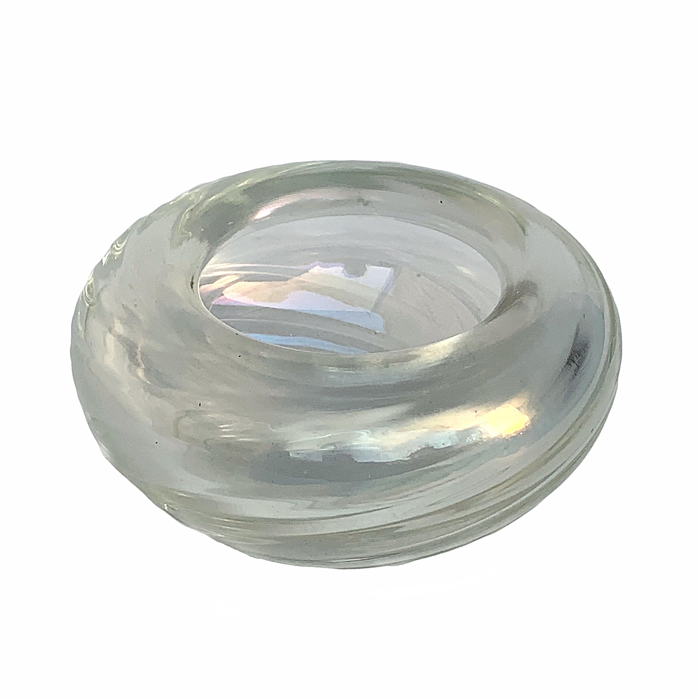 Italian Archimede Seguso Murano, Bowl Opalino Glass iridescent, Italy, Art Glass, 1960s For Sale