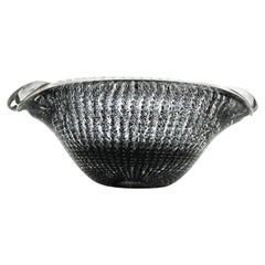 Archimede Seguso Cuenco o Cenicero de Murano Bullicante de Vidrio Artístico Negro y Transparente