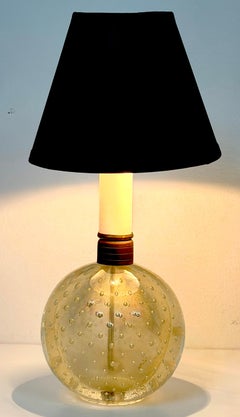 Archimede Seguso Murano Controlled Bubble Art Glass Ball Table Lamp, Italy, 1950