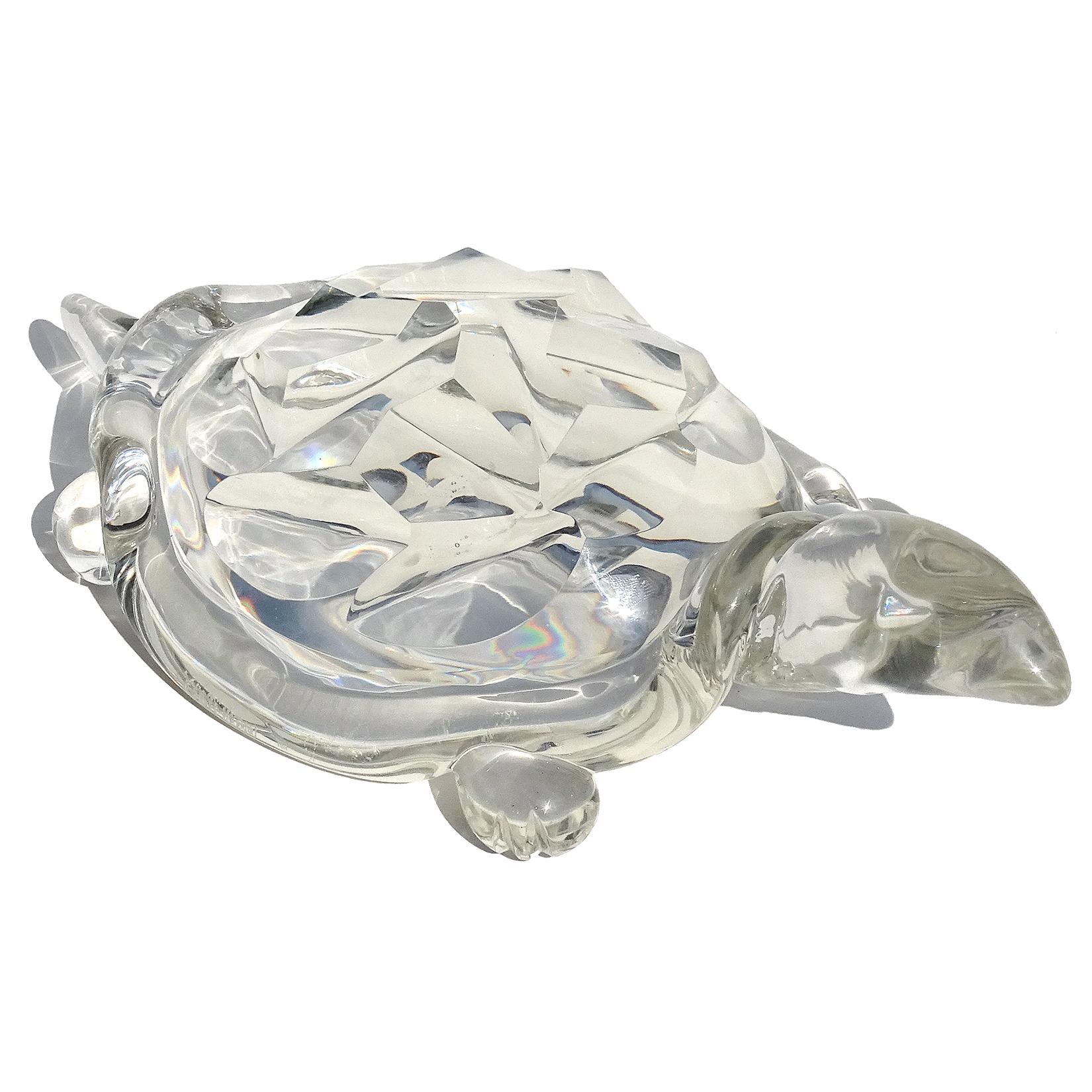 Mid-Century Modern Archimede Seguso Murano Crystal Clear Italian Art Glass Turtle Sculpture