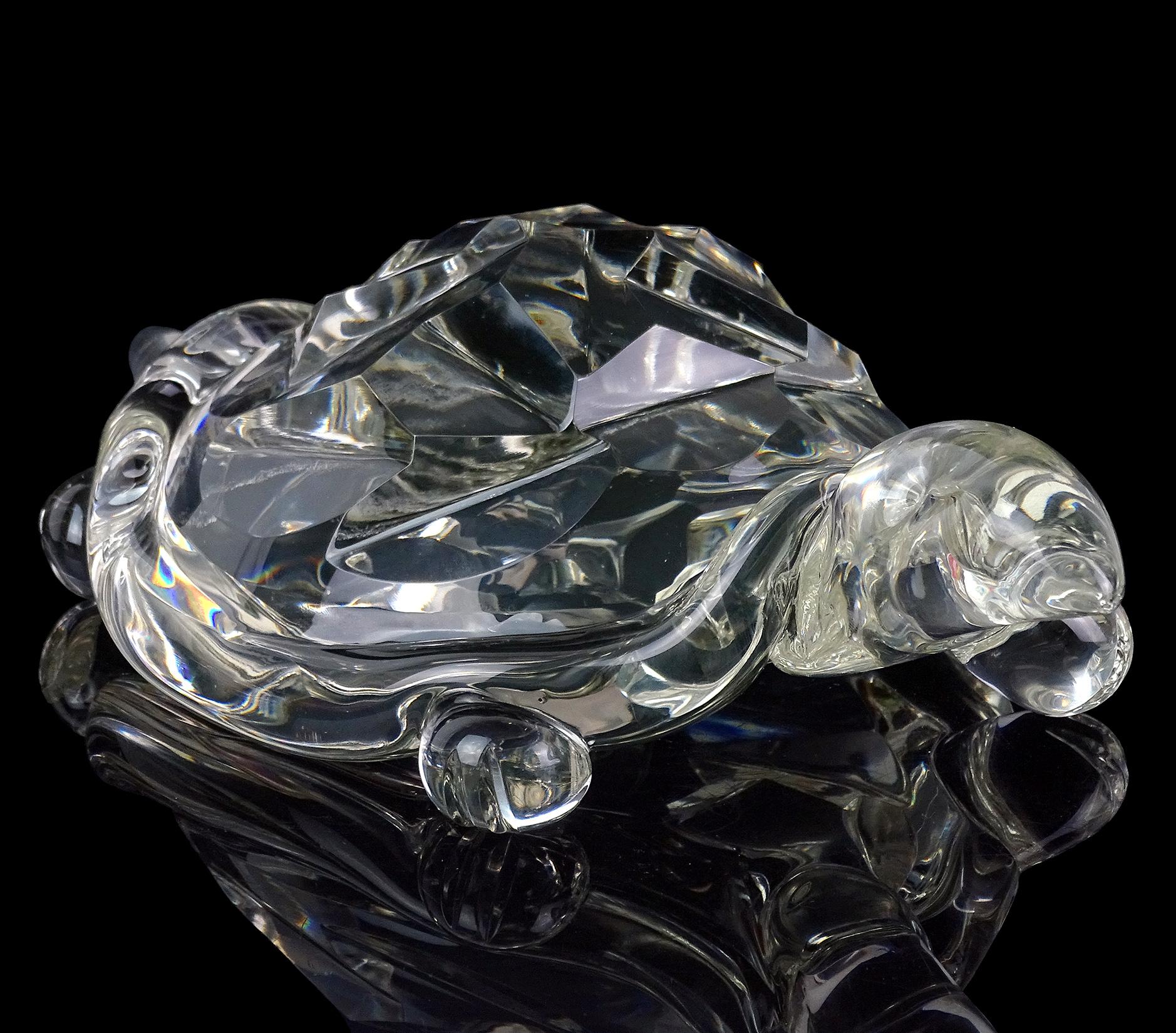 Archimede Seguso Murano Crystal Clear Italian Art Glass Turtle Sculpture 2