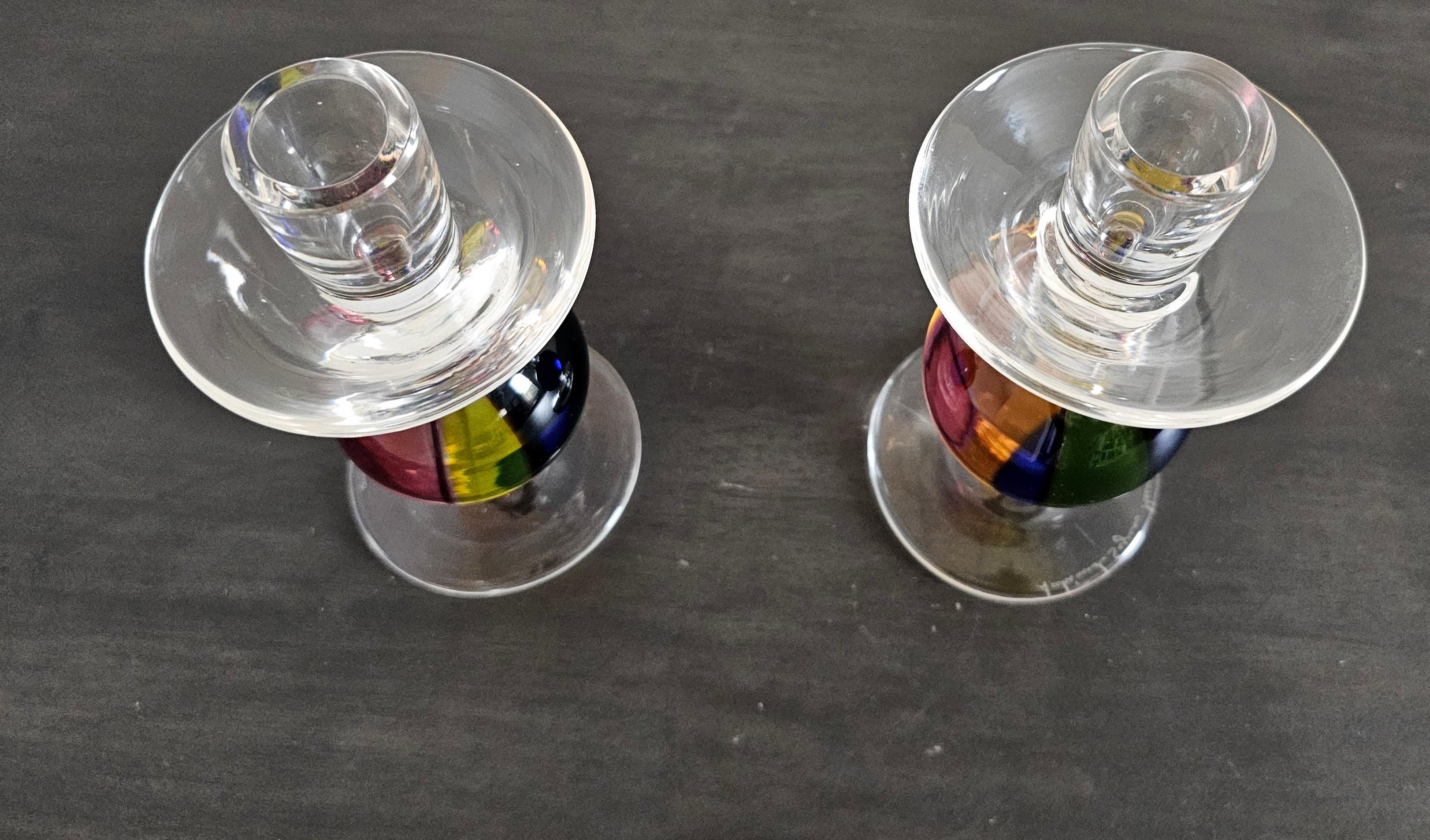 Archimede Seguso Murano for Tiffany Italian Post-Modern Candlestick Pair 7
