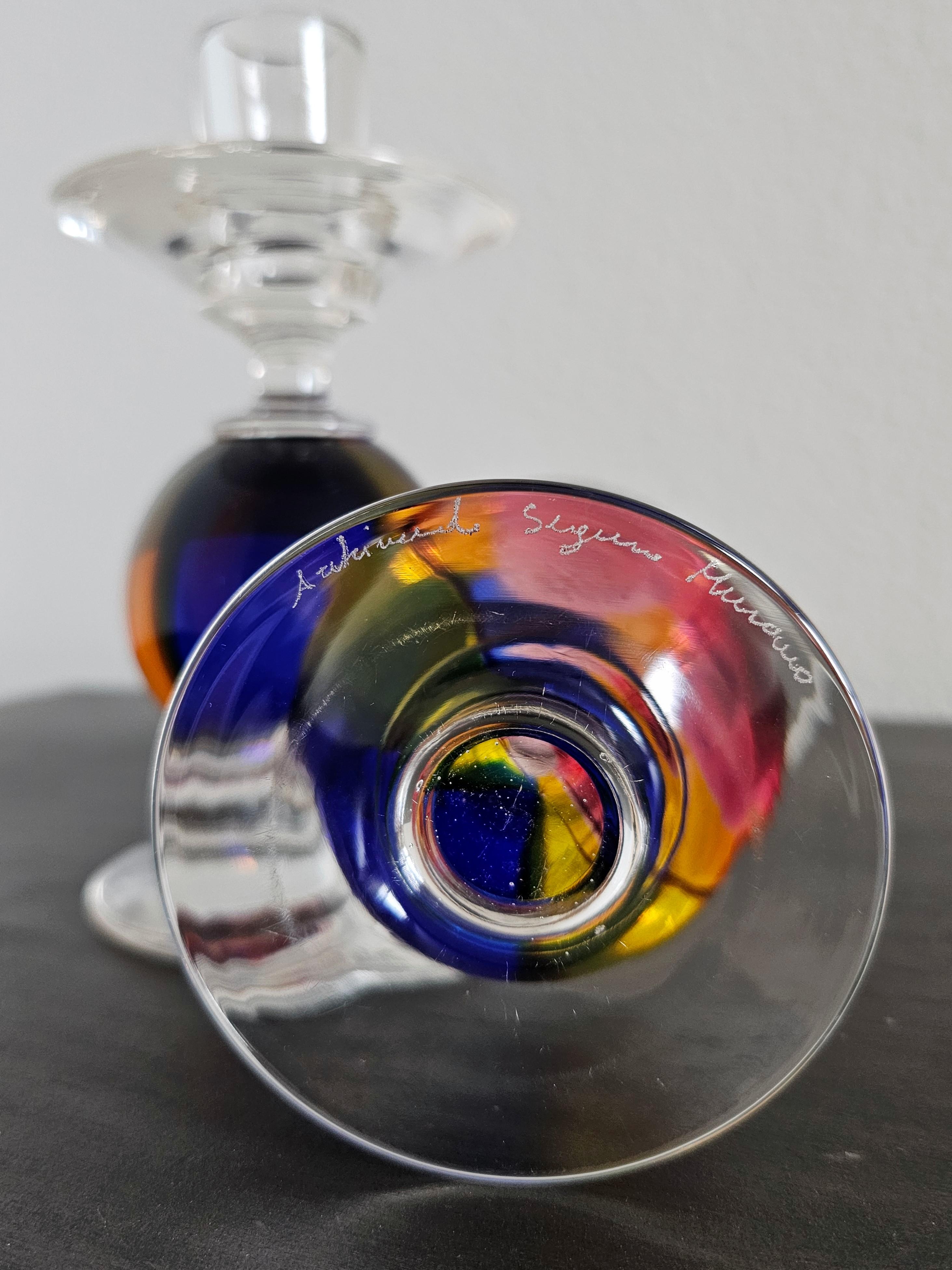 Archimede Seguso Murano for Tiffany Italian Post-Modern Candlestick Pair 8