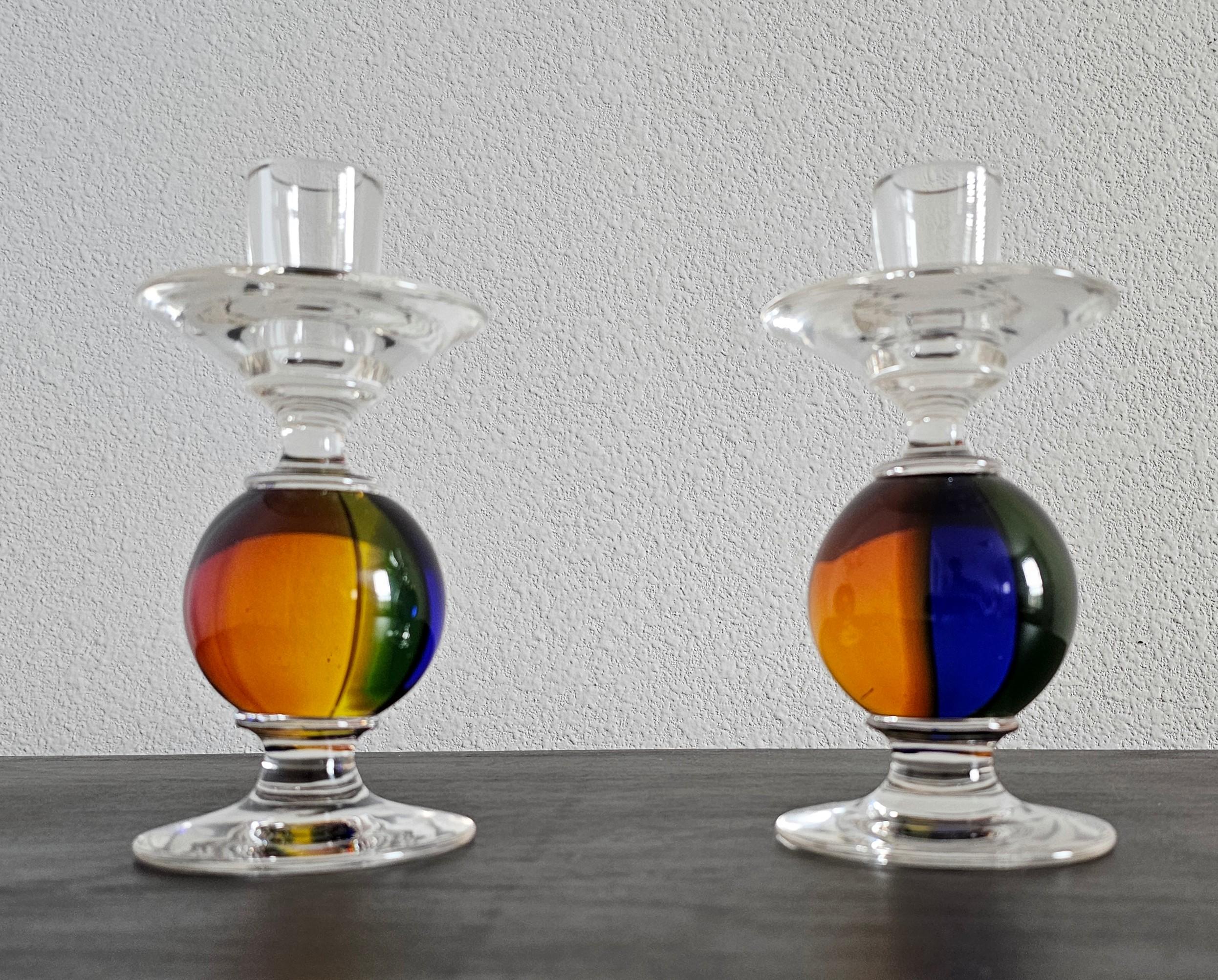 Archimede Seguso Murano for Tiffany Italian Post-Modern Candlestick Pair 9