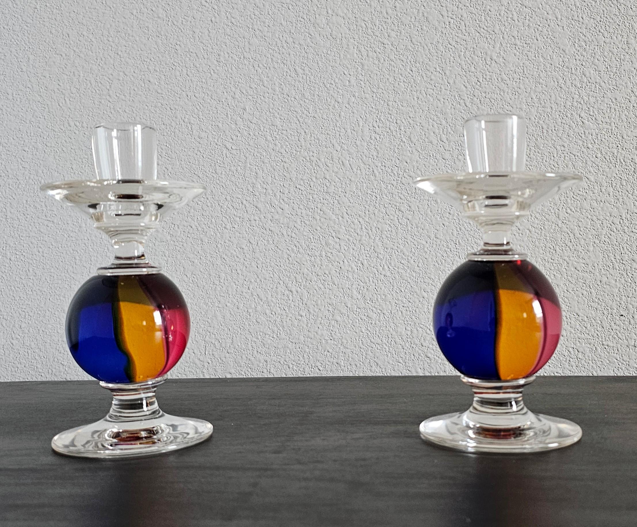 Archimede Seguso Murano for Tiffany Italian Post-Modern Candlestick Pair 10