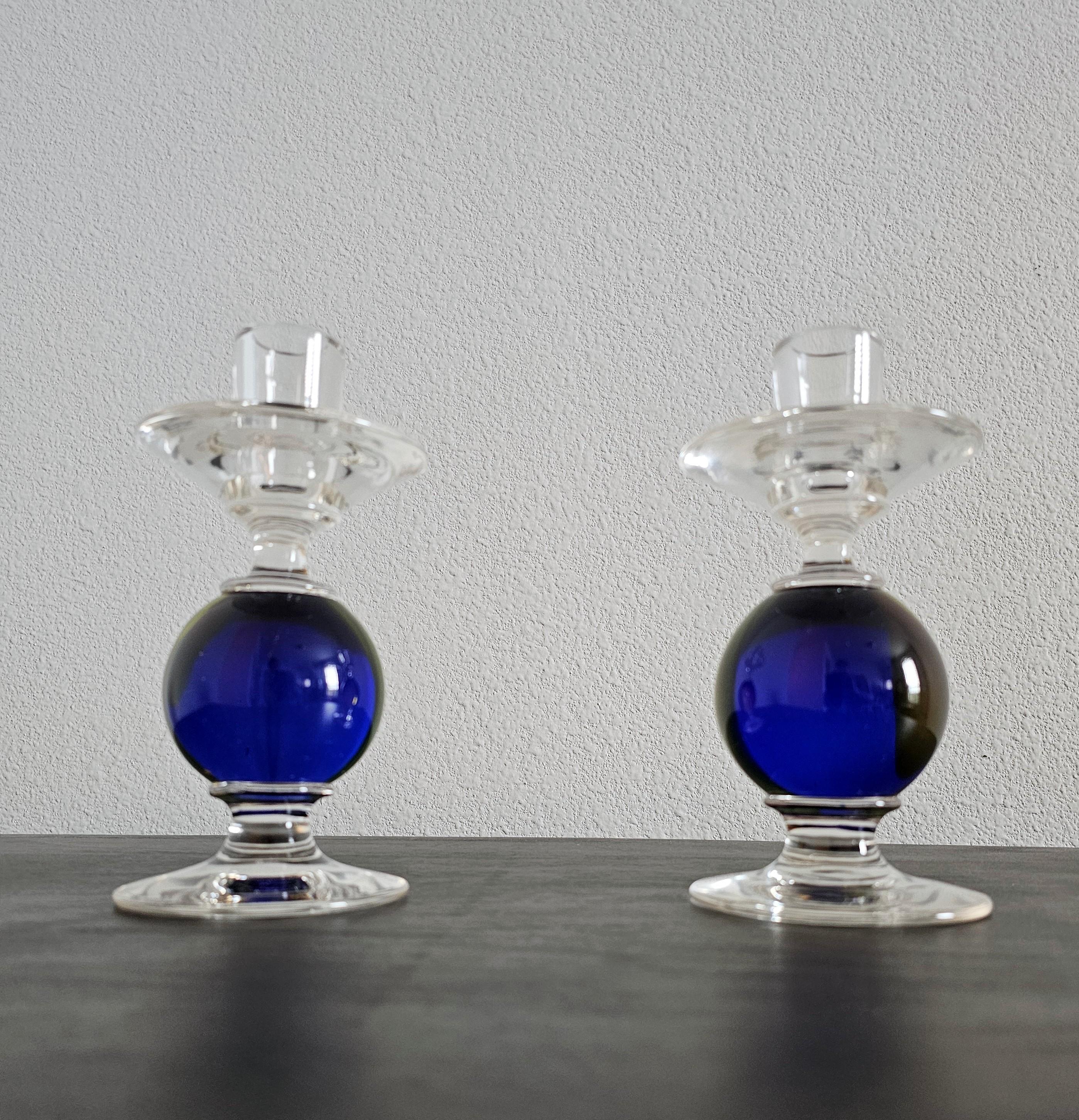 20th Century Archimede Seguso Murano for Tiffany Italian Post-Modern Candlestick Pair