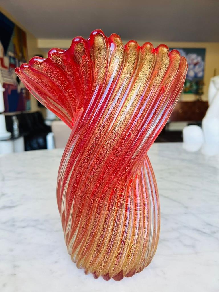 Italian Archimede Seguso Murano Glass 1950 rubino oro 