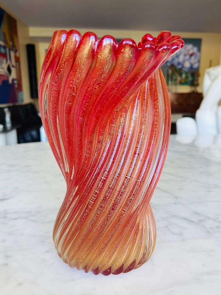 Mid-20th Century Archimede Seguso Murano Glass 1950 rubino oro 