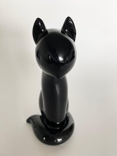 Archimede Seguso Murano Glass Abstract Black Cat Sculpture Gatto Nero 1960s