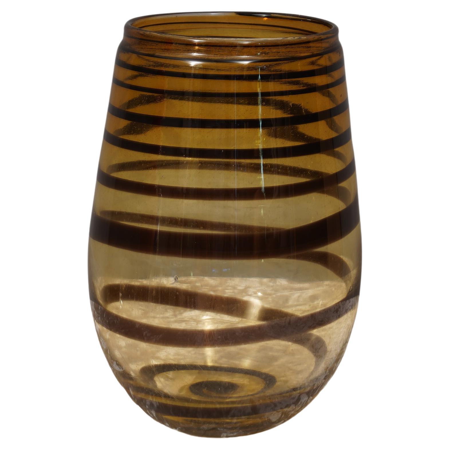 Archimede Seguso Murano Glass Amber Color Vase, 1980