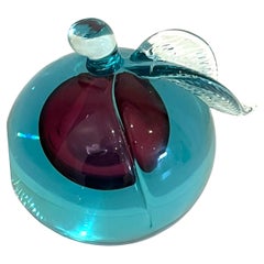 Archimede Seguso Murano Glass Apple Sculpture Bookend