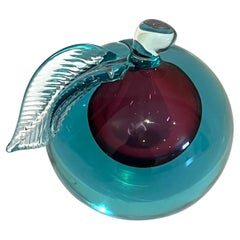 Archimede Seguso Murano Glas Apfel Skulptur Buchstütze