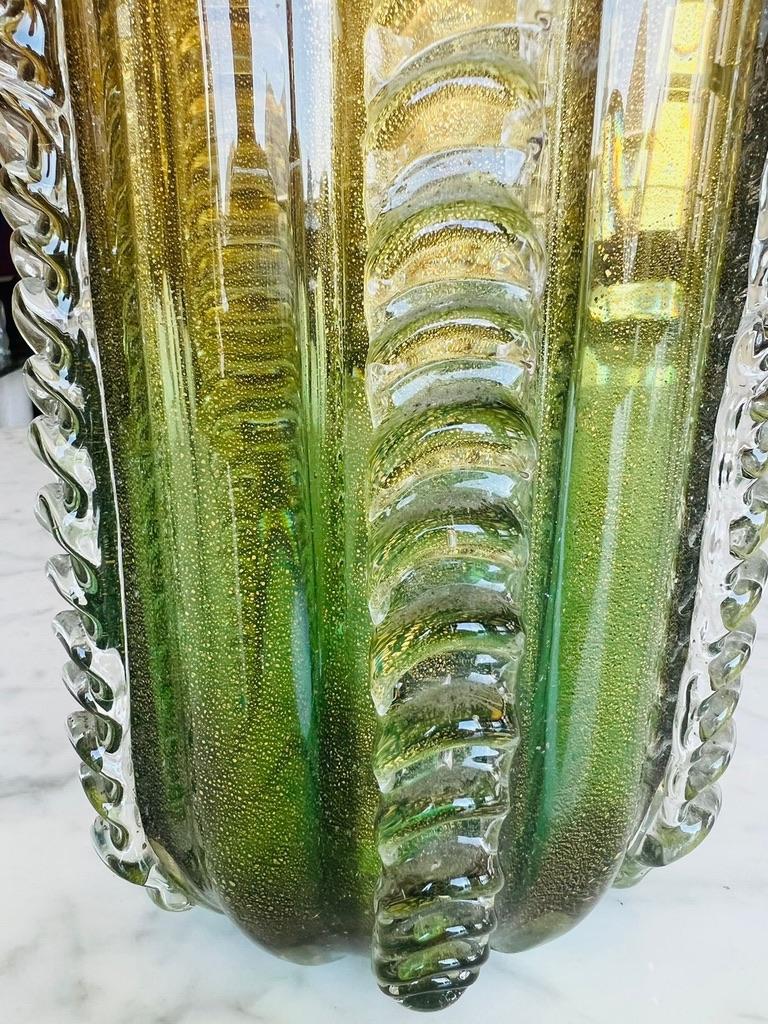 Appliqué Archimede Seguso Murano, vase bicolore avec applications et or 1950 en vente
