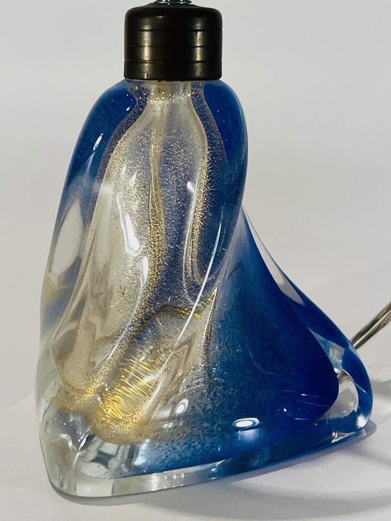 Mid-20th Century Archimede Seguso Murano glass blue and gold 1950 