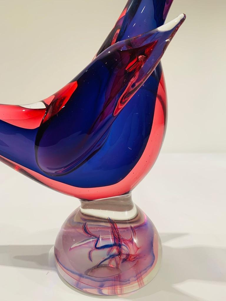 Archimede Seguso Murano glass 'Blue e Rosso' circa 1950 pair of