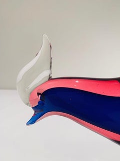 Archimede Seguso Murano glass 'Blue e Rosso' circa 1950 pair of pheasants.