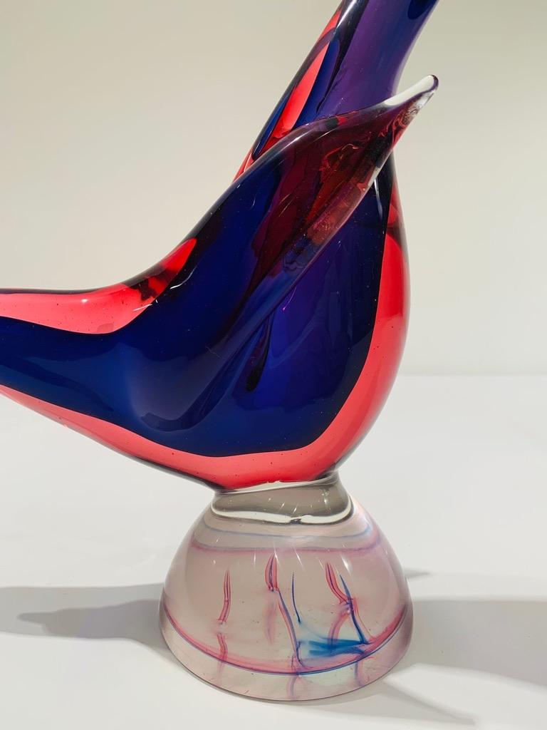 Archimede Seguso Murano glass 'Blue e Rosso' circa 1950 pair of