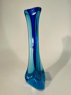 Archimede Seguso Murano Glass Blue solefleur 1950