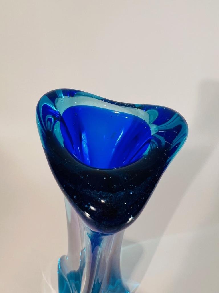 International Style Archimede Seguso Murano Glass Blue solefleur 1950  For Sale