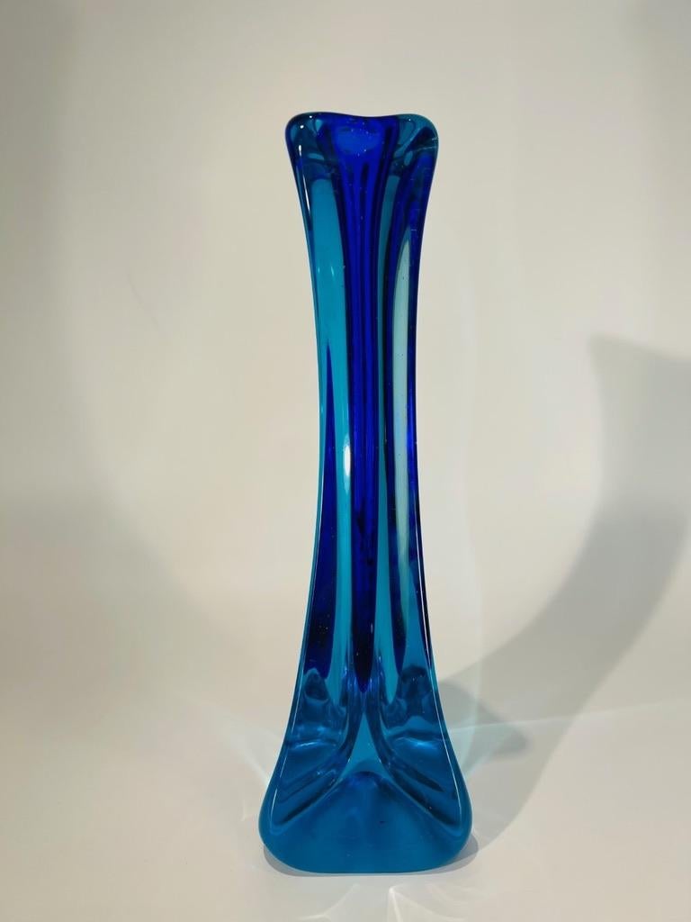Italian Archimede Seguso Murano Glass Blue solefleur 1950  For Sale