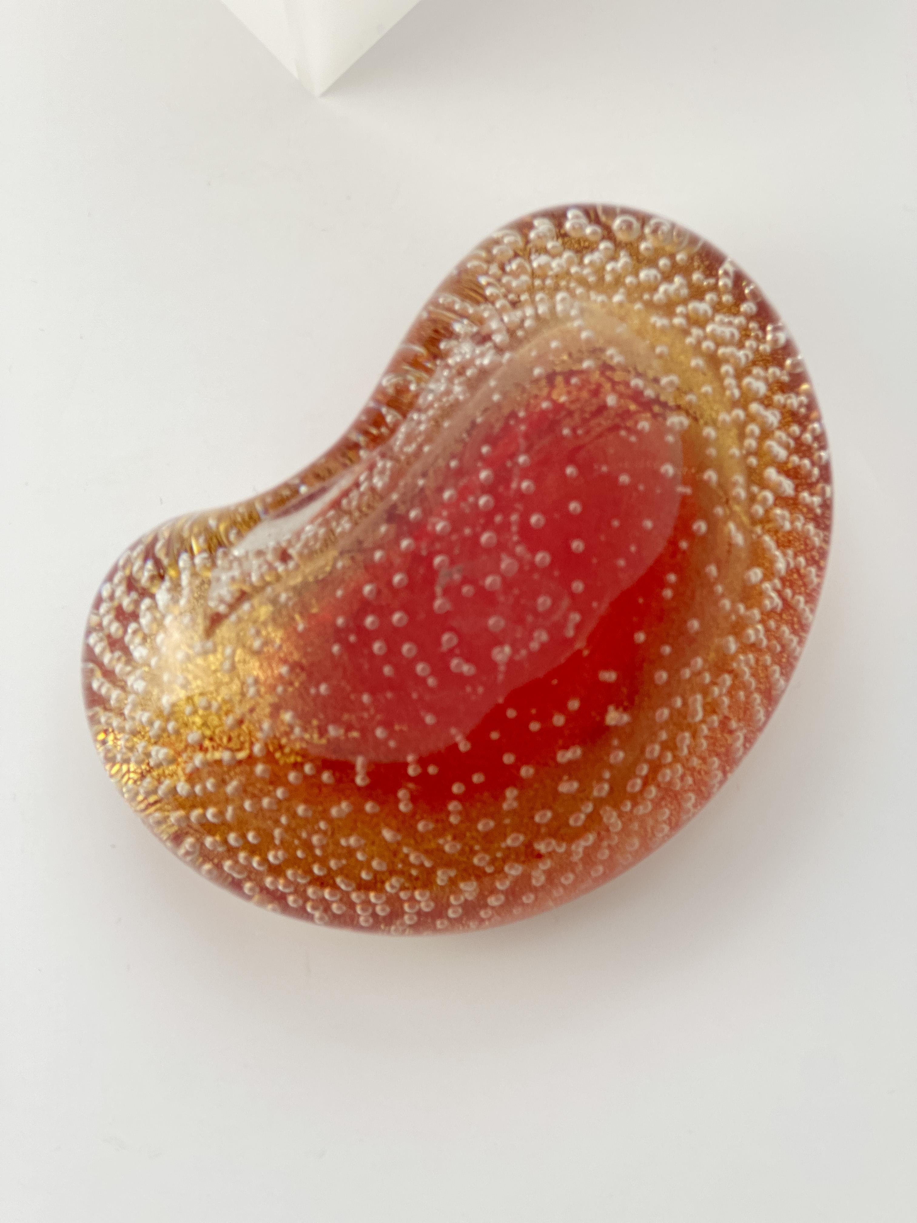 Archimede Seguso, Murano Glass Schale, Roter Sommerso, Goldeinschluss c.1950s Italien (Handgefertigt) im Angebot