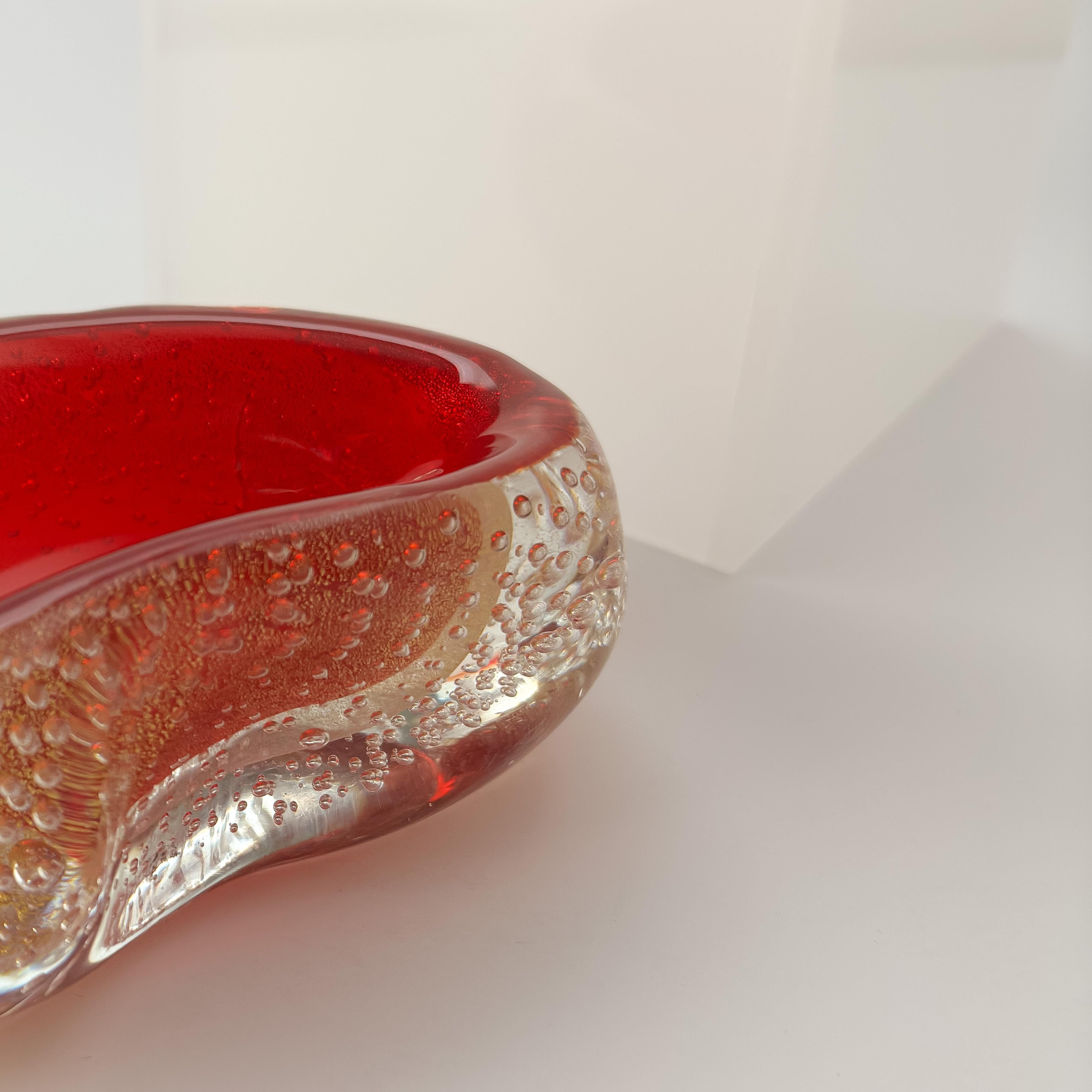 Archimede Seguso, Murano Glass Schale, Roter Sommerso, Goldeinschluss c.1950s Italien im Angebot 1