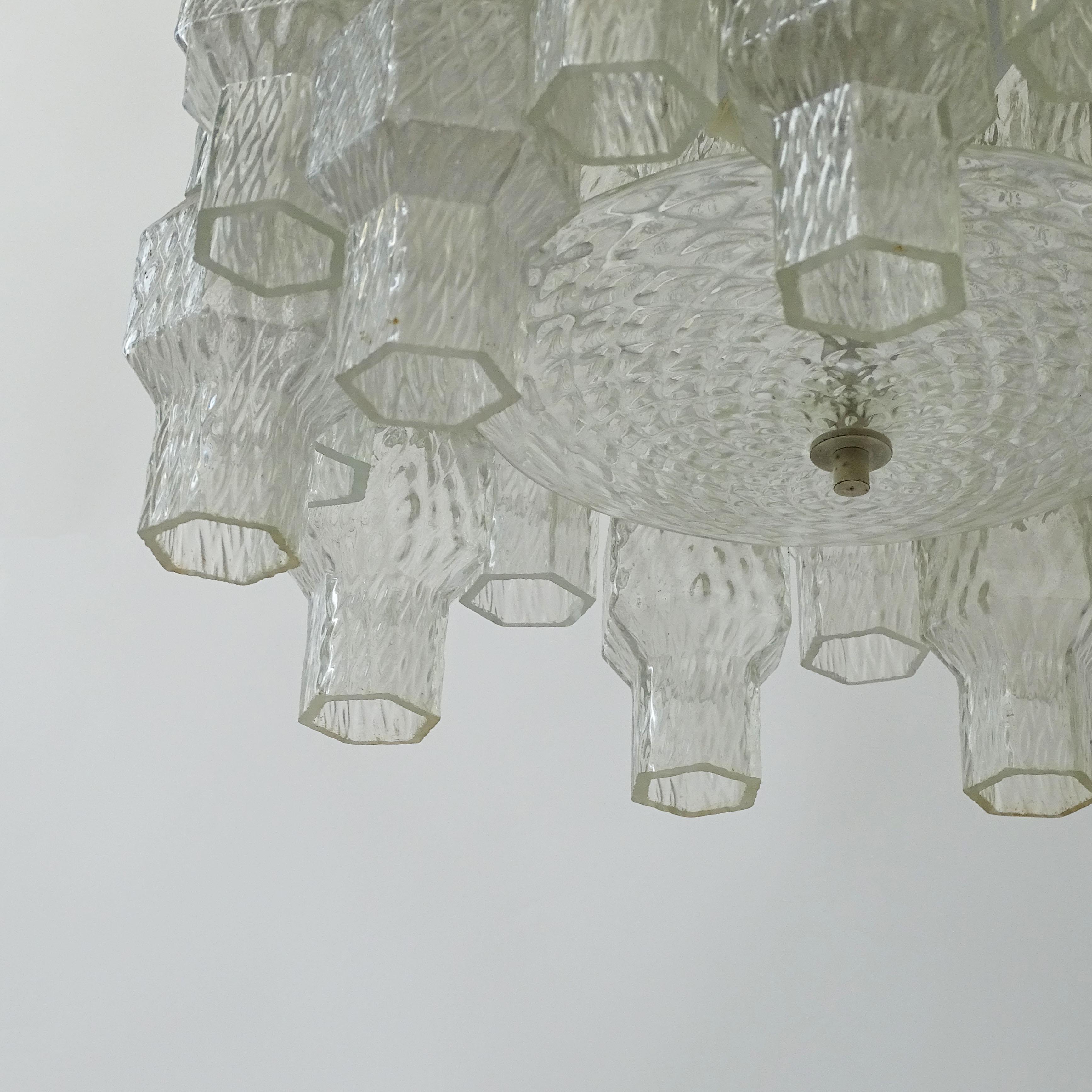 Splendid Archimede Seguso geometric-shaped murano glass ceiling lamp.
Italy 1950s