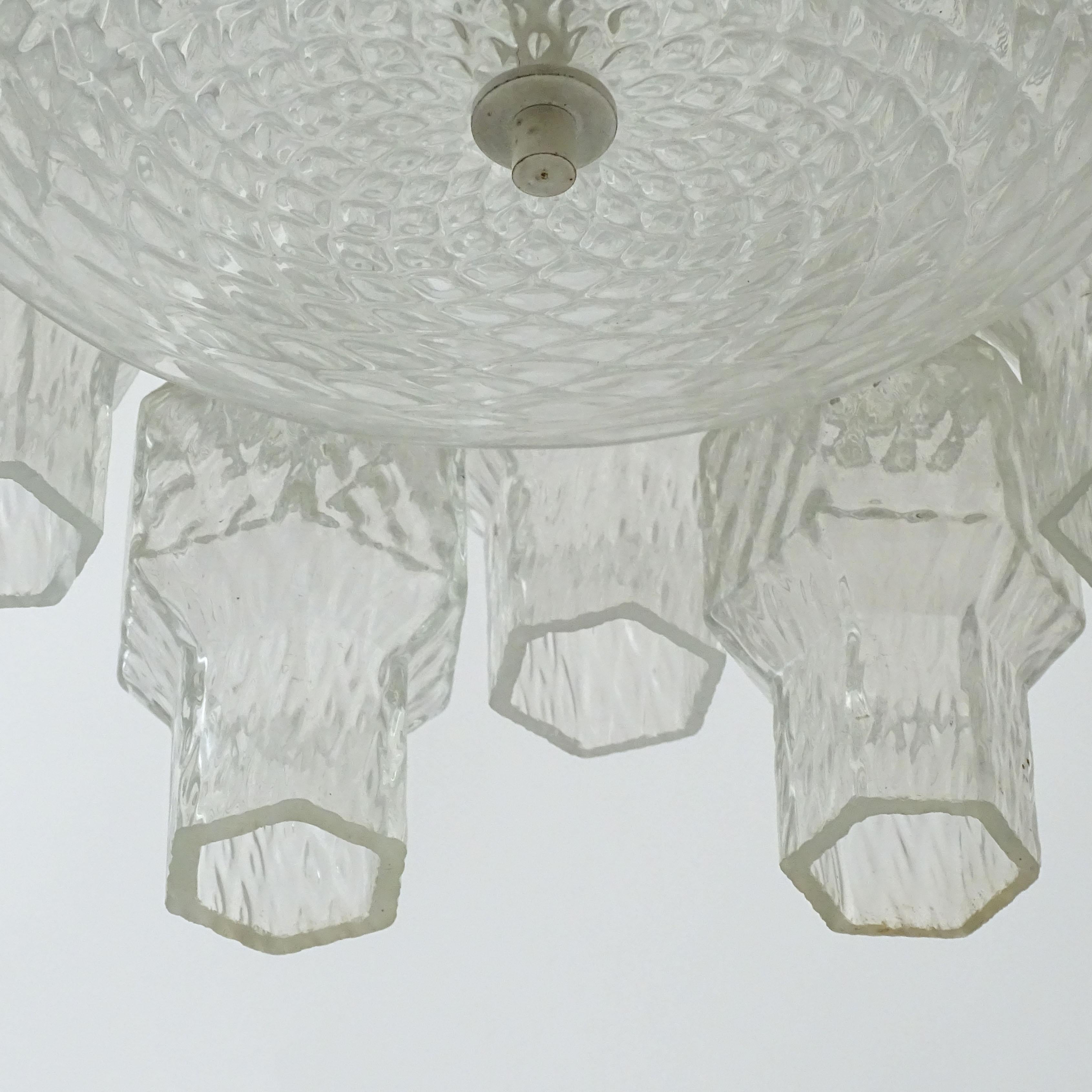 Archimede Seguso Murano Glass Ceiling Light, Italy 1950s For Sale 1