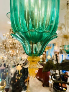 Archimede Seguso Murano glass "costolato oro" circa 1950 chandelier