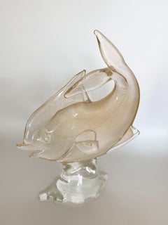 ARCHIMEDE SEGUSO Murano Glass GOLD SOMMERSO Venetian Lagoon FISH Pedestal Base