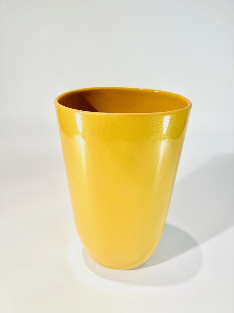 International Style Archimede Seguso Murano glass gold vase 
