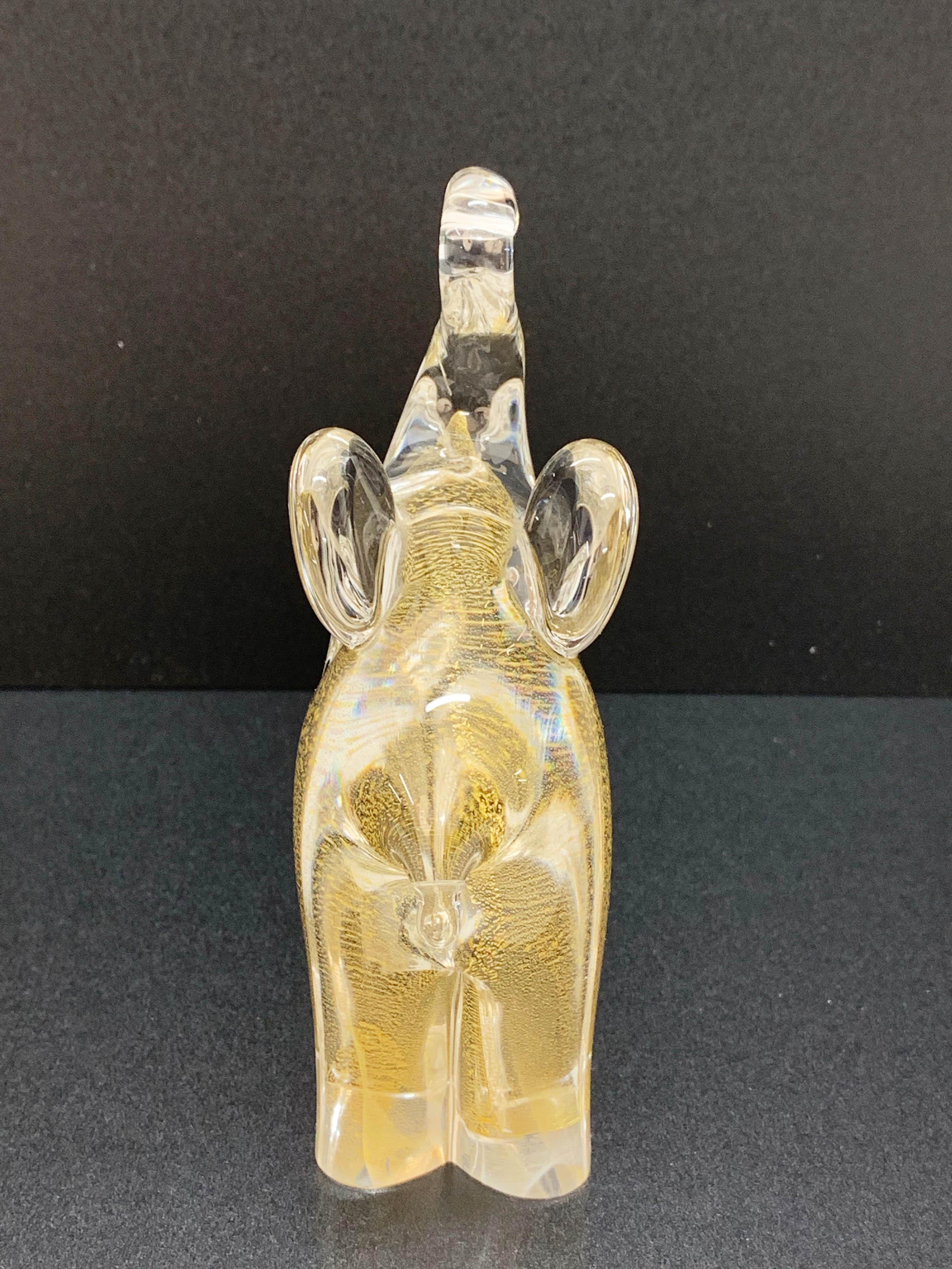 Archimede Seguso Murano Glass Italian Elephant Sculpture with Golden Dots, 1960s 2