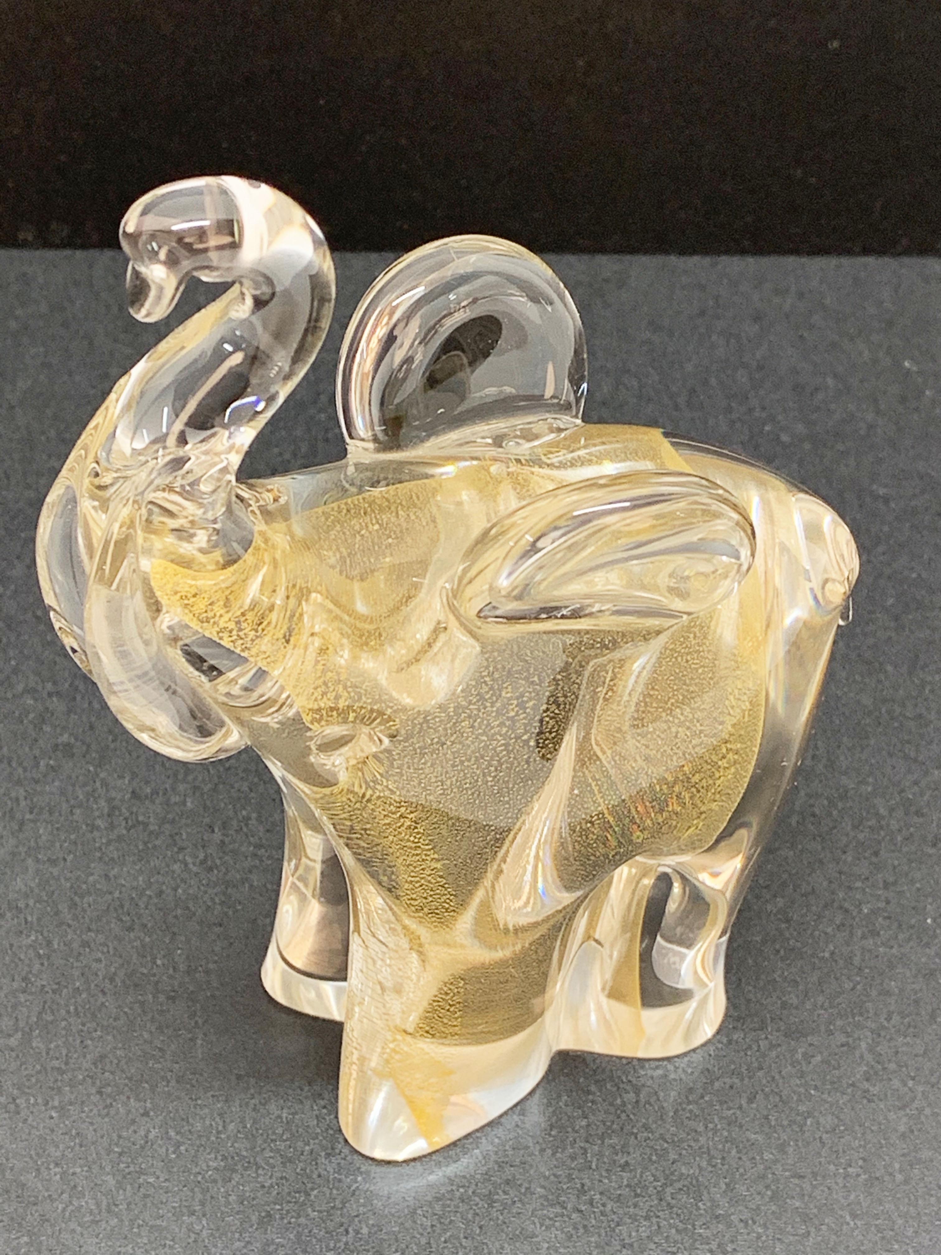 Archimede Seguso Murano Glass Italian Elephant Sculpture with Golden Dots, 1960s 4