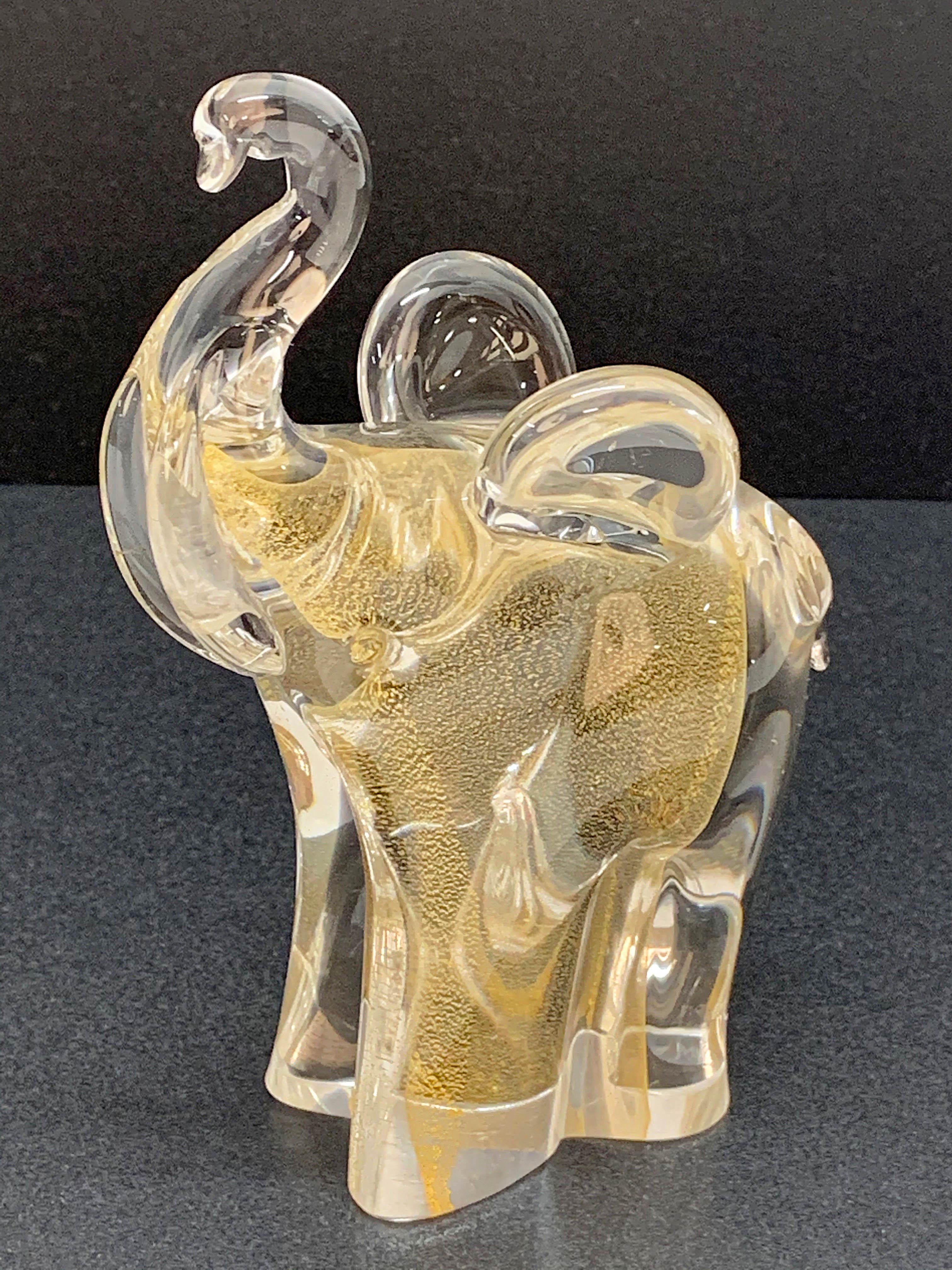 Archimede Seguso Murano Glass Italian Elephant Sculpture with Golden Dots, 1960s 8