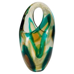 Archimede Seguso Murano glass 'Macchia ambra verde furato' circa 1950 vase.