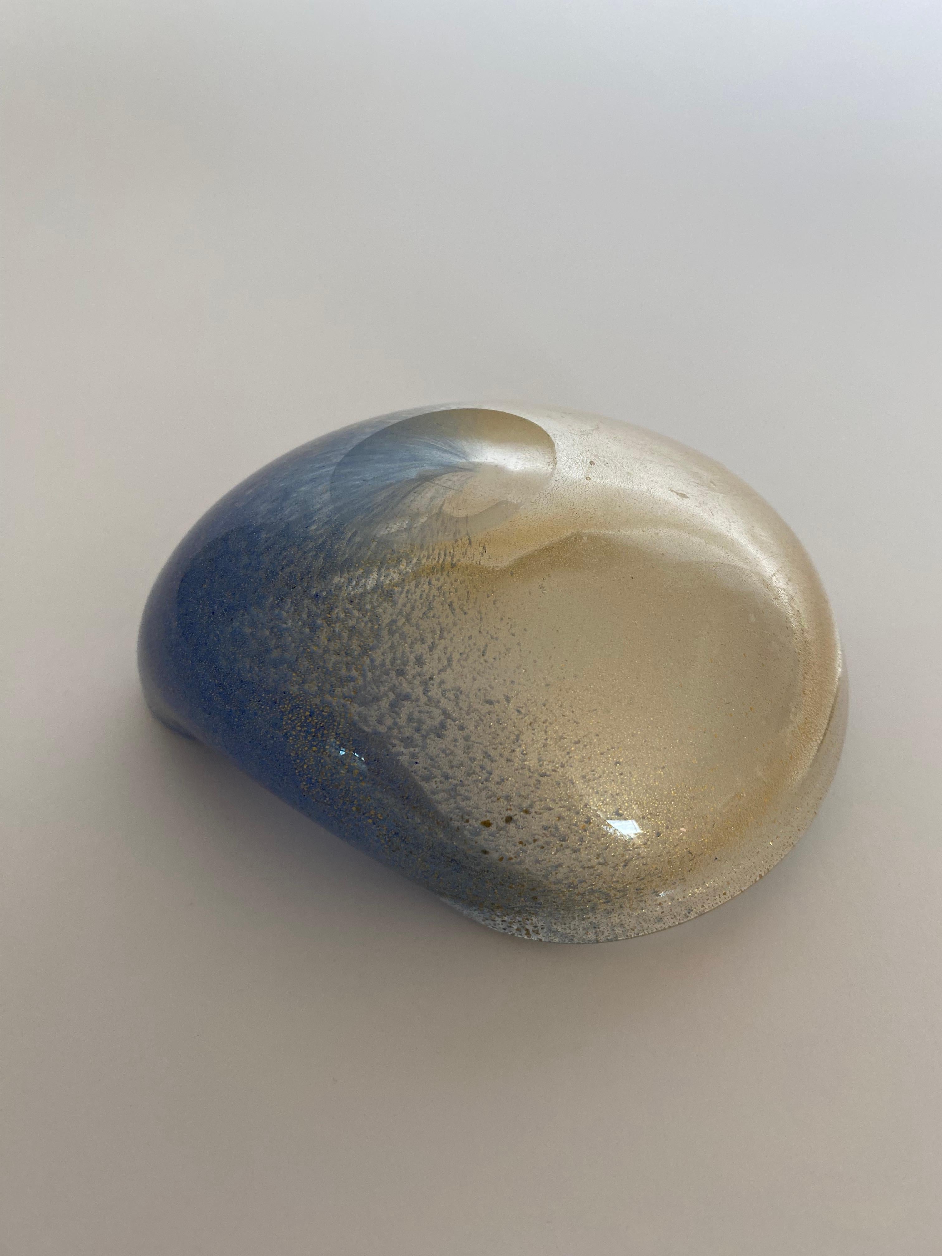 20th Century ARCHIMEDE SEGUSO Murano Glass NESTING BOWLS Polveri Series BLUE Set of 2 For Sale