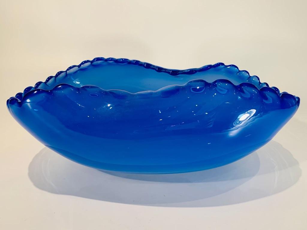 Incredible Archimede Seguso Murano glass blue 'opalino