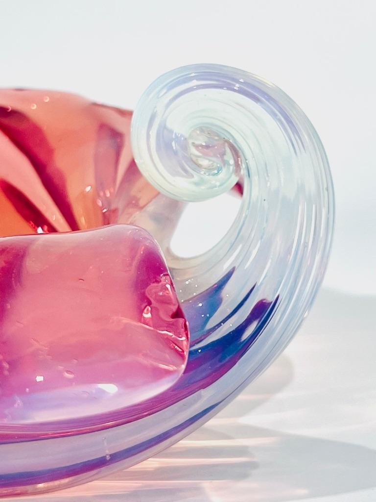 Archimede Seguso Murano Glass Pink Opaline Cornucopia circa 1950 For Sale 1