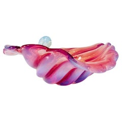 Archimede Seguso Murano Glass Pink Opaline Cornucopia circa 1950