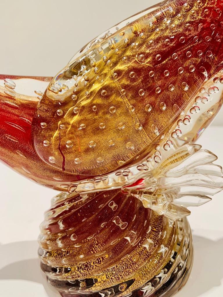 Other Archimede Seguso Murano glass 'rubino oro' 1950 cock. For Sale