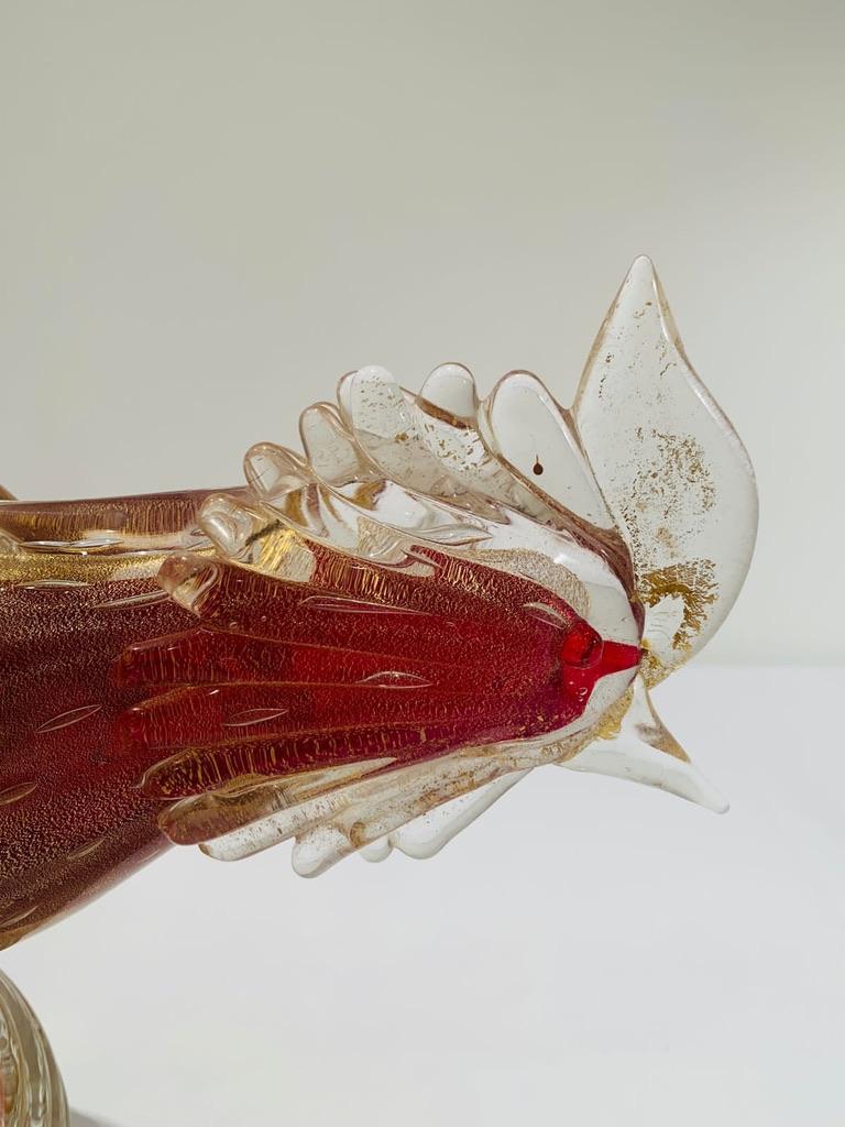 Archimede Seguso Murano glass 'rubino oro' 1950 cock. In Good Condition For Sale In Rio De Janeiro, RJ